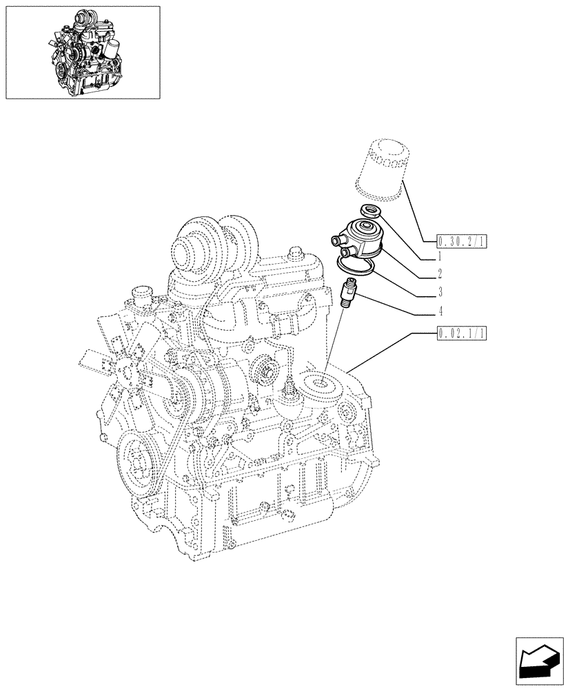 Схема запчастей Case IH JX70 - (0.31.0) - OIL COOLER (01) - ENGINE