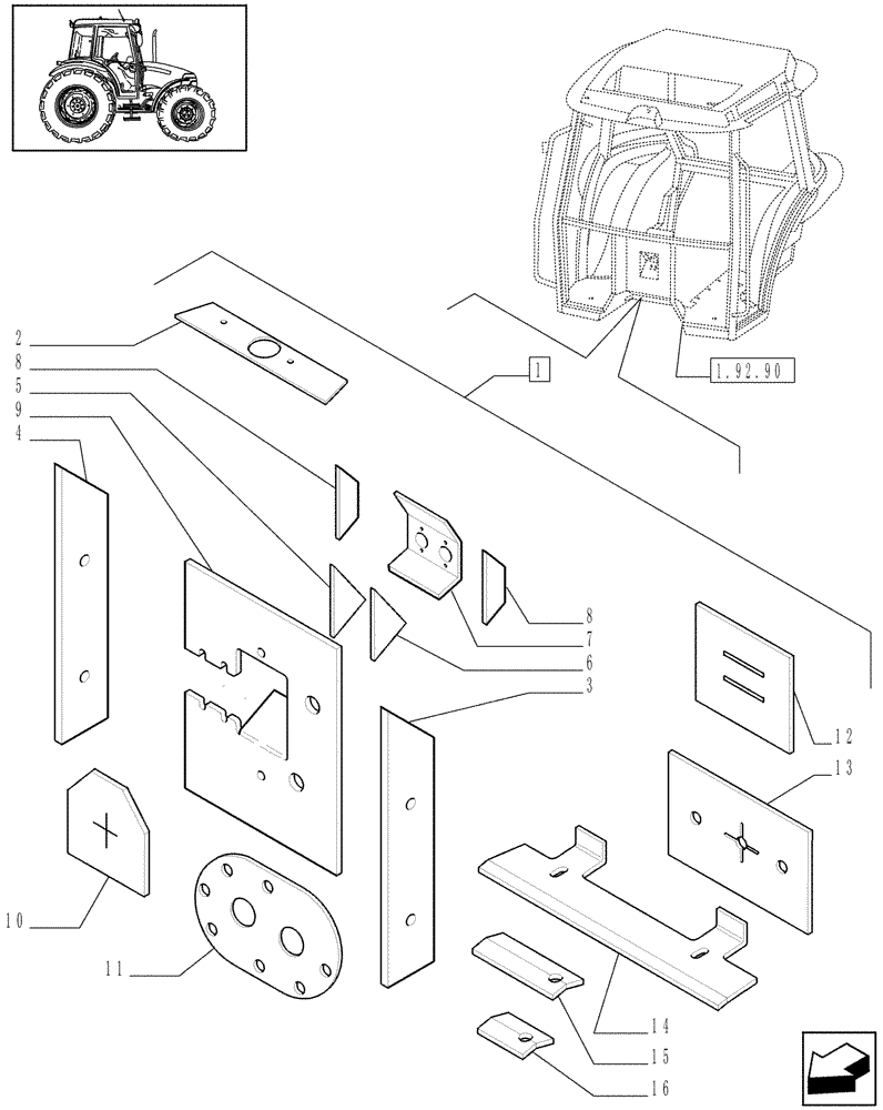 Схема запчастей Case IH JX95 - (1.92.87/02[02]) - INSULATORS - W/CAB (10) - OPERATORS PLATFORM/CAB