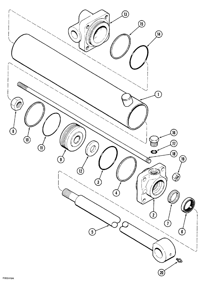 Схема запчастей Case IH 1830 - (08-004) - HYDRAULIC CYLINDER, 3" ID X 16" STROKE (00) - COMPLETE MACHINE