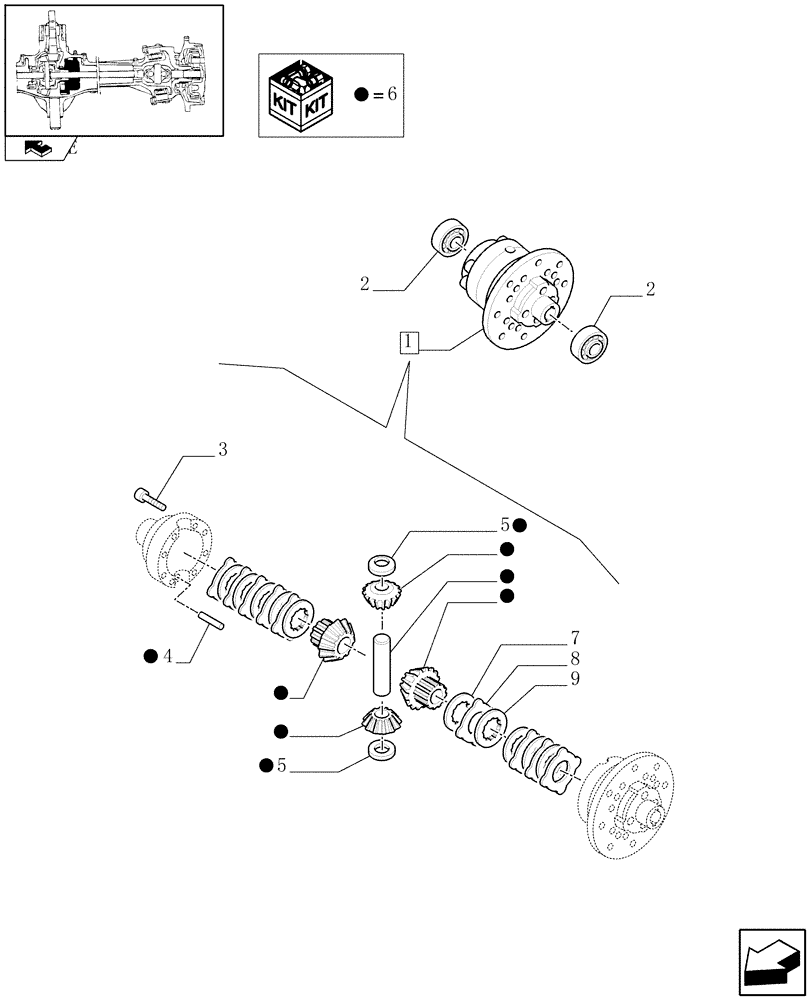 Схема запчастей Case IH FARMALL 60 - (1.40.9/07) - STANDARD FRONT AXLE W/LIMITED SLIP DIFF,40KM/H - DIFFERENTIAL (VAR.335541-335325-743559-743552) (04) - FRONT AXLE & STEERING