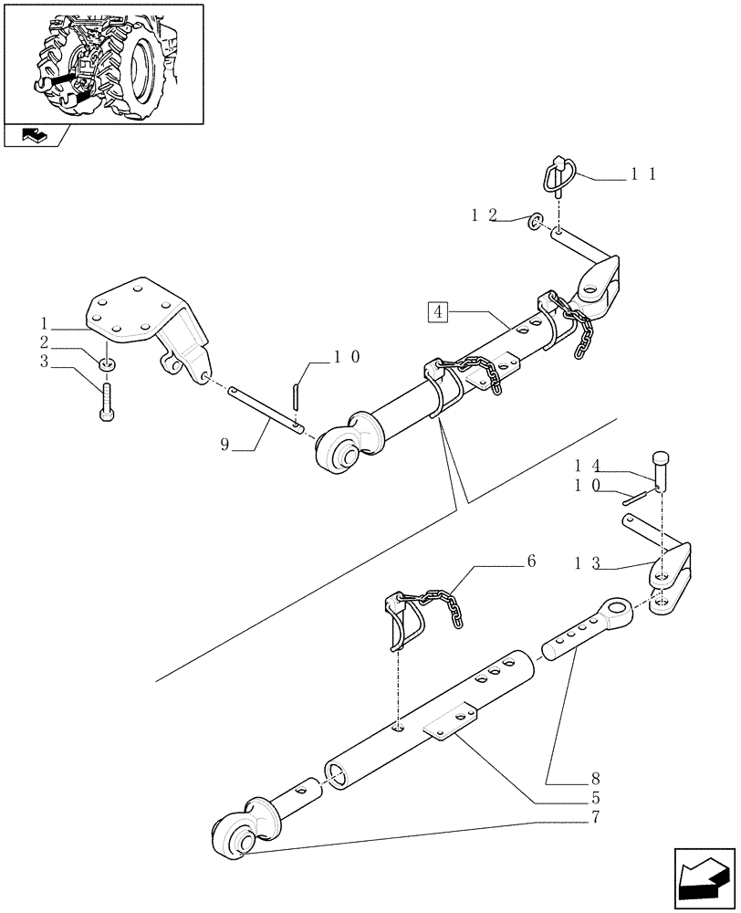 Схема запчастей Case IH MAXXUM 110 - (1.89.9/01) - MECHANICAL STABILIZERS PIN TYPE ADJUSTMENT (VAR.330945) (09) - IMPLEMENT LIFT