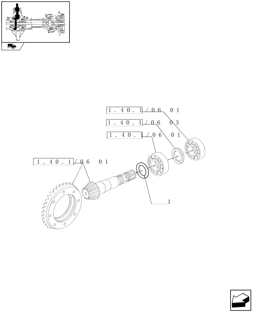 Схема запчастей Case IH MAXXUM 120 - (1.40.1/06[02]) - (CL.3) SUSPENDED FRONT AXLE WITH HYDR. DIFFER. LOCK AND STEERING SENSOR - ADJUSTING SHIMS (VAR.330414) (04) - FRONT AXLE & STEERING