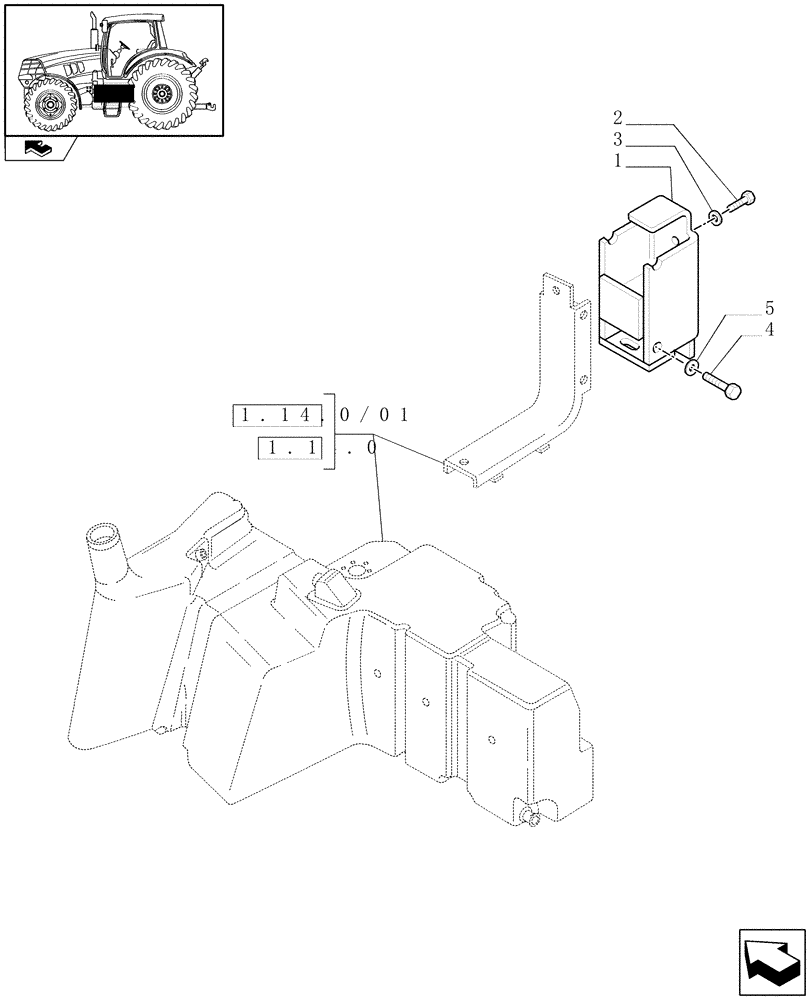 Схема запчастей Case IH MAXXUM 130 - (1.14.7) - MAIN FUEL TANK SUPPORT (02) - ENGINE EQUIPMENT