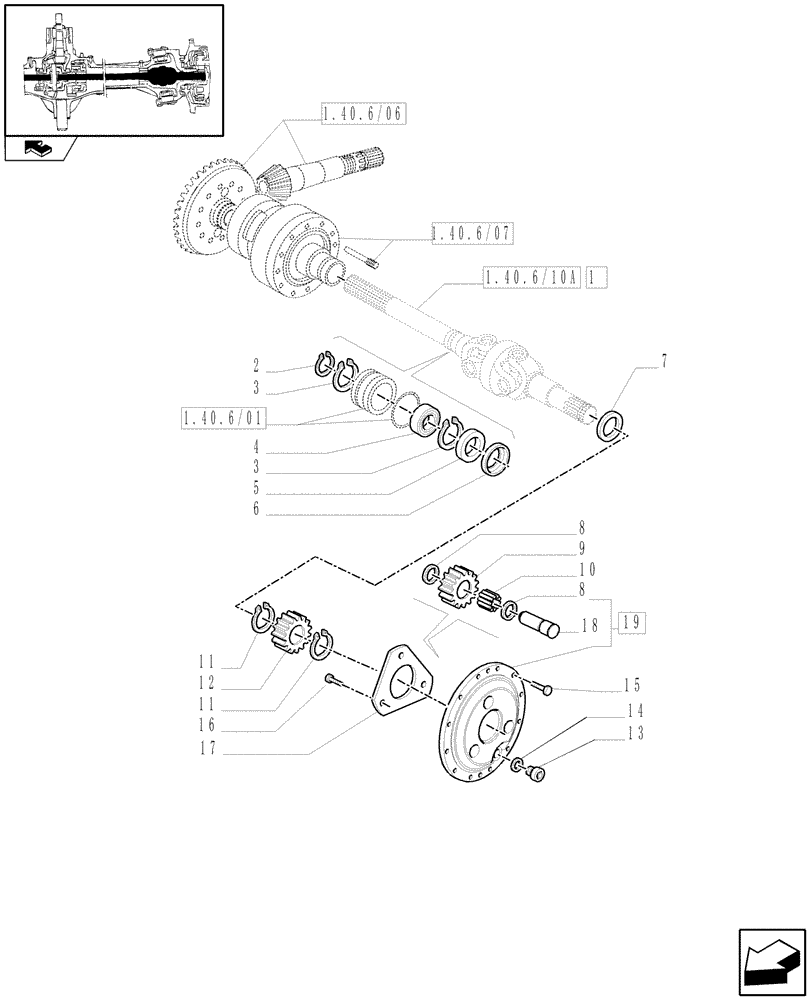 Схема запчастей Case IH PUMA 140 - (1.40. 6/10[01]) - 4WD (CL.3) FRONT AXLE WITH LIMITED SLIP DIFF. L/ST. SENSOR W/BRAKES - GEARS AND SHAFT - C6449 (VAR.330425) (04) - FRONT AXLE & STEERING