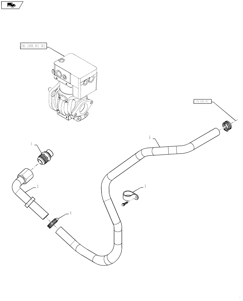 Схема запчастей Case IH TITAN 4030 - (36.100.02) - AIR COMPRESSOR, INTAKE HOSE (36) - PNEUMATIC SYSTEM