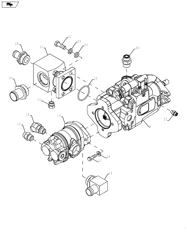 Схема запчастей Case IH 635 - (35.910.24 [01]) - PACKAGER HYDRAULIC PUMP SYSTEM (35) - HYDRAULIC SYSTEMS