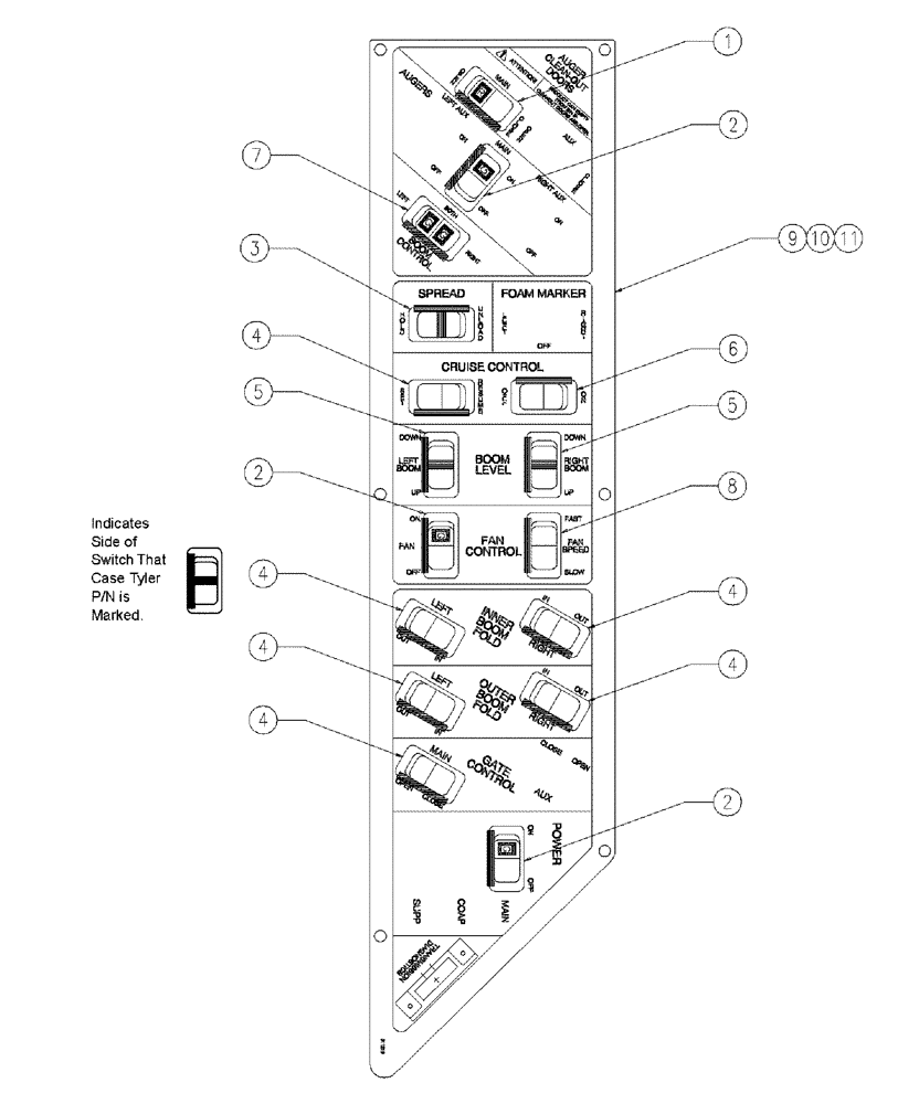 Схема запчастей Case IH 438 - (01-007) - SWITCH PANEL GROUP Basic Unit