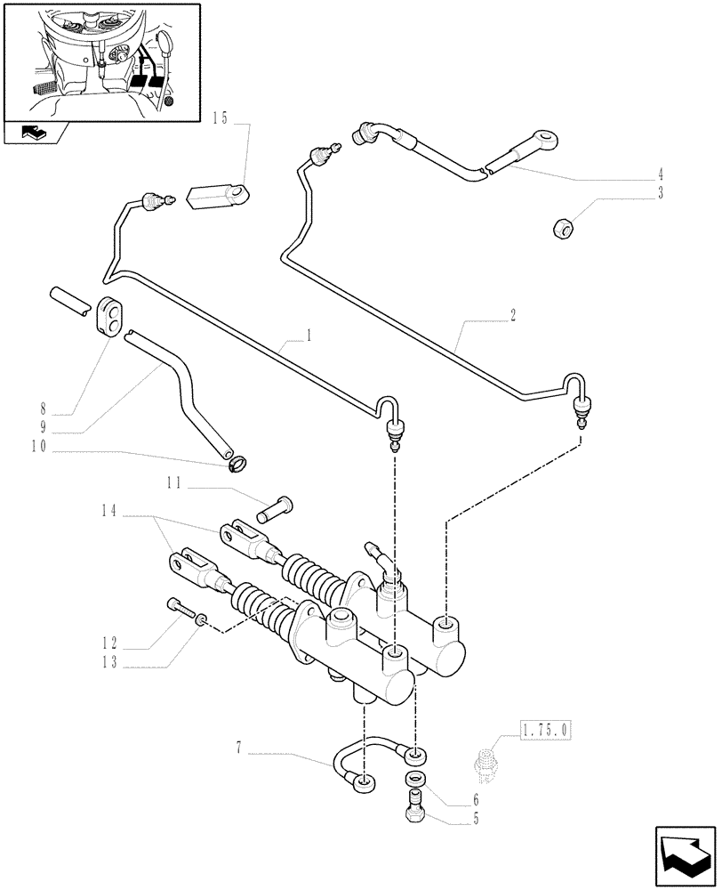 Схема запчастей Case IH FARMALL 85C - (1.92.68[02]) - BRAKE PIPING (10) - OPERATORS PLATFORM/CAB