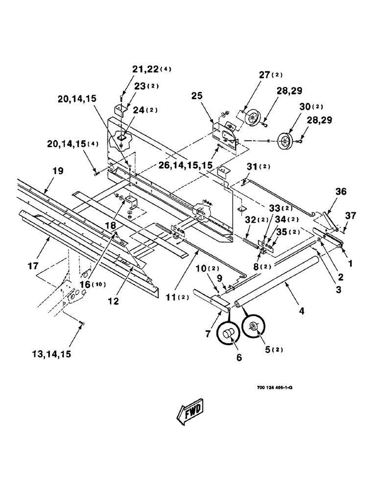 Схема запчастей Case IH 8830 - (6-08) - DRAPER FRAME ASSEMBLY, LEFT, SERIAL NUMBER CFH0030159 THRU CFH0030454, 18 FOOT ONLY (58) - ATTACHMENTS/HEADERS