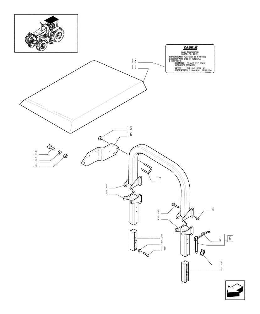 Схема запчастей Case IH MXU110 - (1.87.7/02) - (VAR.801) COLLAPSIBLE ROPS AND CANOPY (08) - SHEET METAL