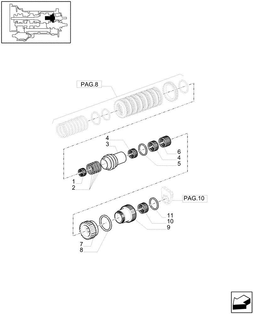 Схема запчастей Case IH MXU100 - (1.28.1/03[09]) - (VAR.129-140-147) 16X16 (SPS) GEARBOX - FAST RANGE GEAR (03) - TRANSMISSION