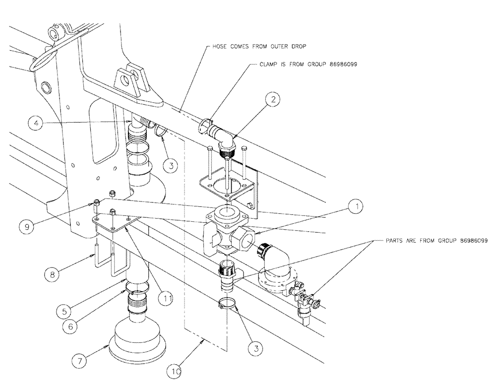 Схема запчастей Case IH SPX3200 - (09-047) - CHAMBER GROUP, LH DUAL DROP Liquid Plumbing