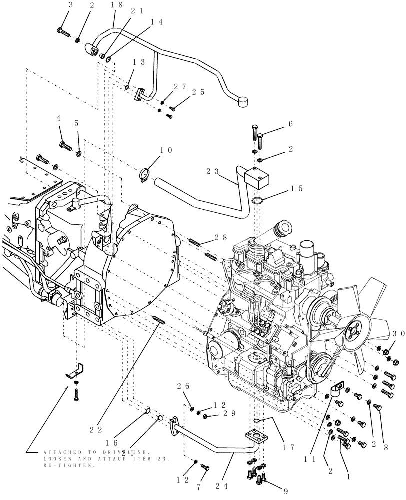 Схема запчастей Case IH DX35 - (02.01) - ENGINE ATTACHING, HST & 12X12 (02) - ENGINE EQUIPMENT