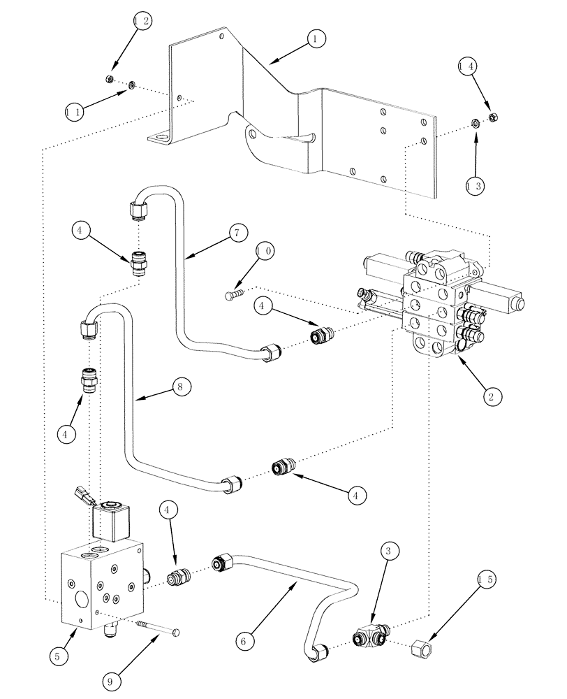 Схема запчастей Case IH L505 - (08-43) - MOUNTING BRACKETS EXTERNAL VALVE MX80C - MX100C WITH SELF LEVELING (08) - HYDRAULICS