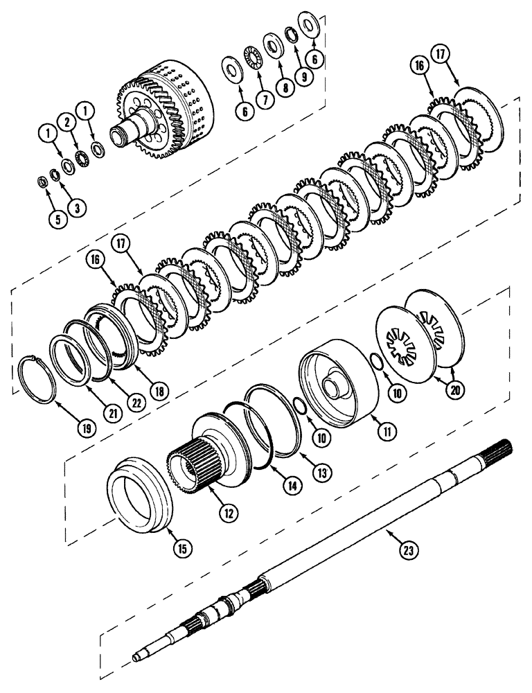 Схема запчастей Case IH MX170 - (06-36) - CLUTCH SHAFT (21) - TRANSMISSION