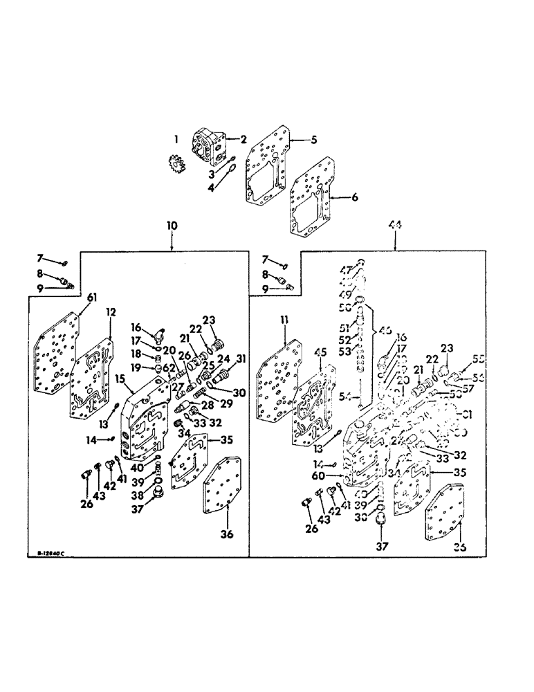 Схема запчастей Case IH 706 - (F-06) - HYDRAULICS SYSTEM, POWER SUPPLY & MULTIPLE CONTROL VALVE, ON CLUTCH HOUSING (07) - HYDRAULIC SYSTEM