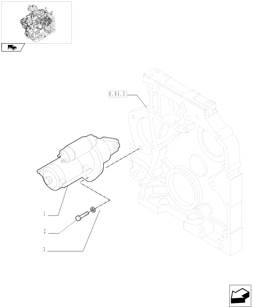 Схема запчастей Case IH FARMALL 75C - (0.36.0) - STARTER MOTOR (01) - ENGINE