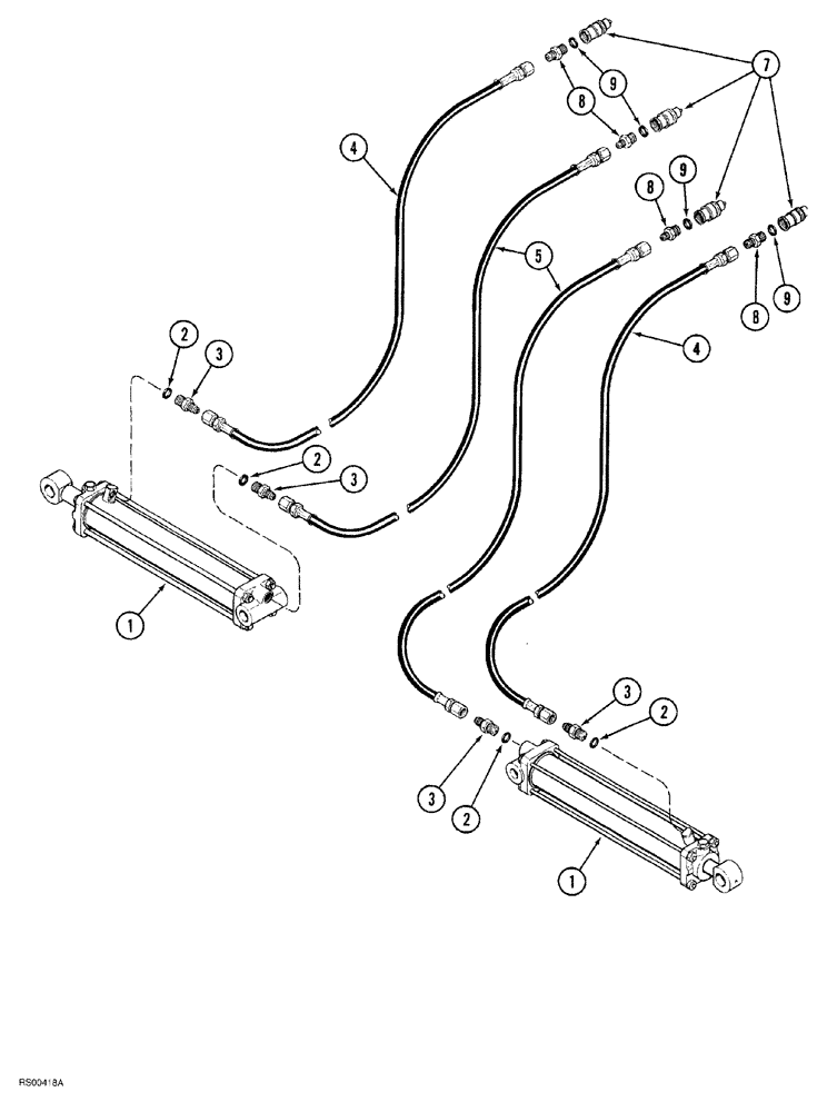 Схема запчастей Case IH 1830 - (08-002) - HYDRAULIC FRAME FOLD CIRCUIT No Description