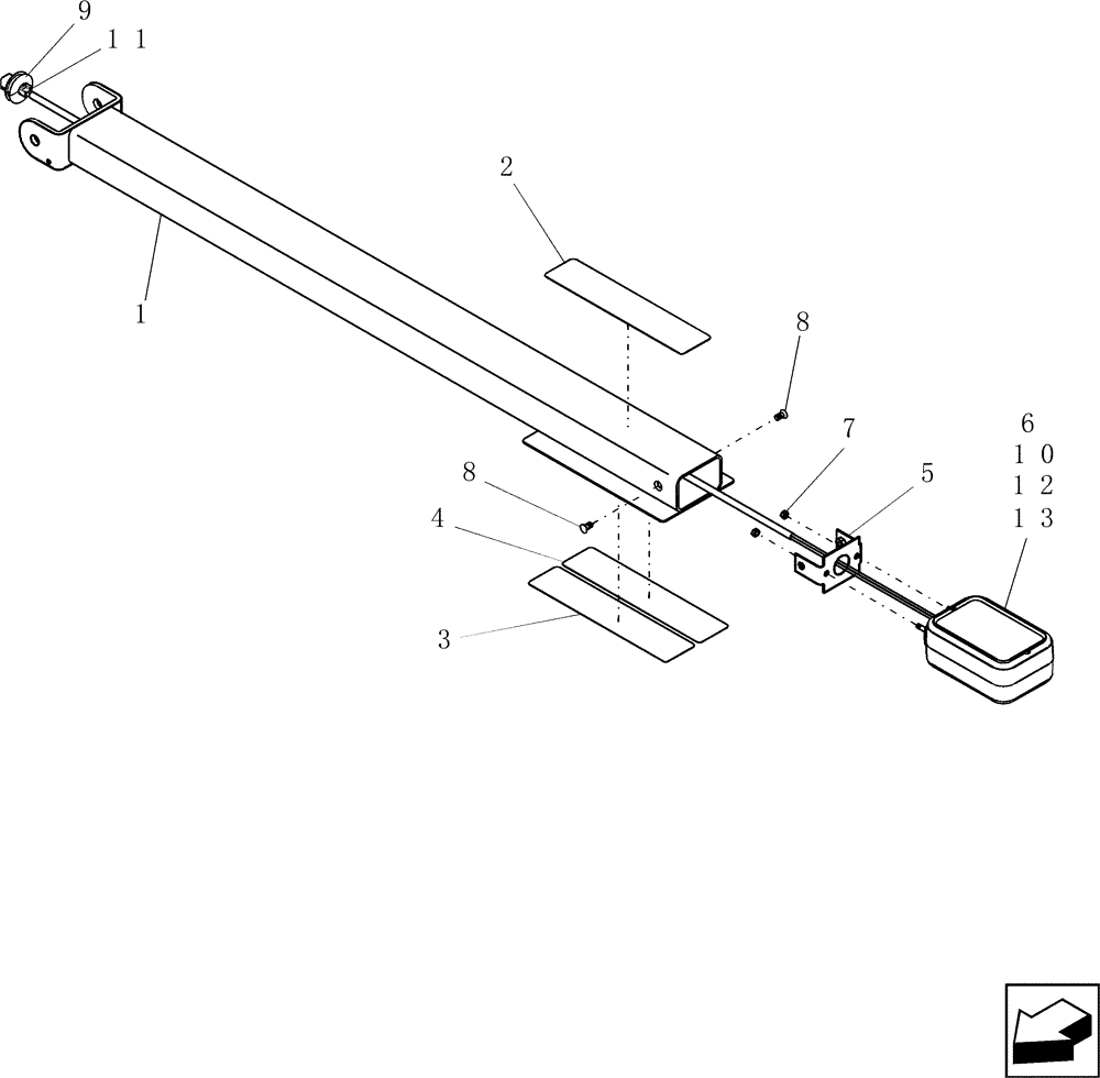 Схема запчастей Case IH 7010 - (55.404.13) - WARNING LIGHT, L.H. PLATFORM & EXTENSIONS - NA ONLY - 7010/8010 (55) - ELECTRICAL SYSTEMS