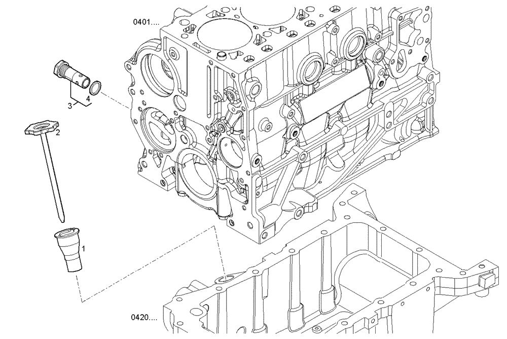 Схема запчастей Case IH F5AE9484G A003 - (2700.043) - OIL DIPSTICK & FILLER PIPE 