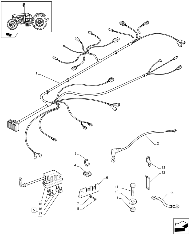 Схема запчастей Case IH FARMALL 95U - (1.75.4[02]) - ENGINE CABLES - L/CAB (06) - ELECTRICAL SYSTEMS