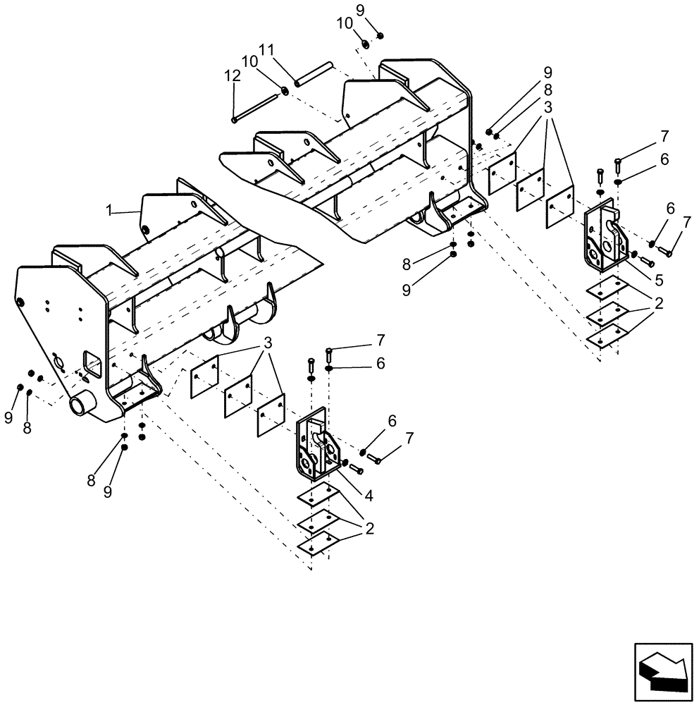 Схема запчастей Case IH 1250 - (39.110.04) - FRAME - WING, INNER LATCH AND CYLINDER BRACERS - 24 ROW (39) - FRAMES AND BALLASTING