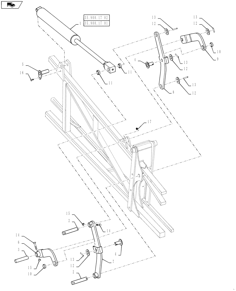 Схема запчастей Case IH 3330 - (39.100.10) - HINGE GROUP, OUTER TIPS (39) - FRAMES AND BALLASTING