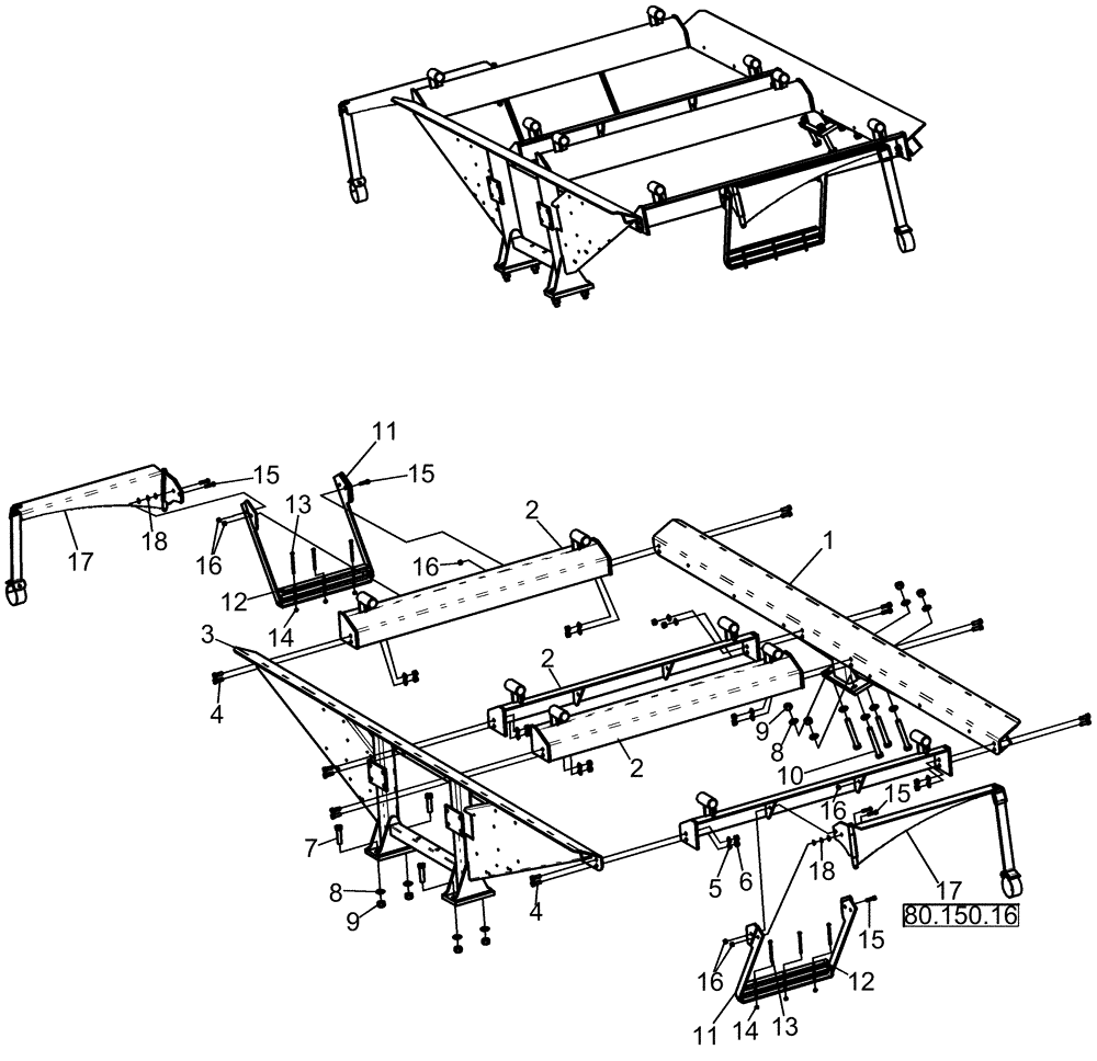 Схема запчастей Case IH 1260 - (80.150.01[01]) - BULK FILL - TANK FRAME, MODEL YEAR 2010 AND BEFORE (80) - CROP STORAGE/UNLOADING