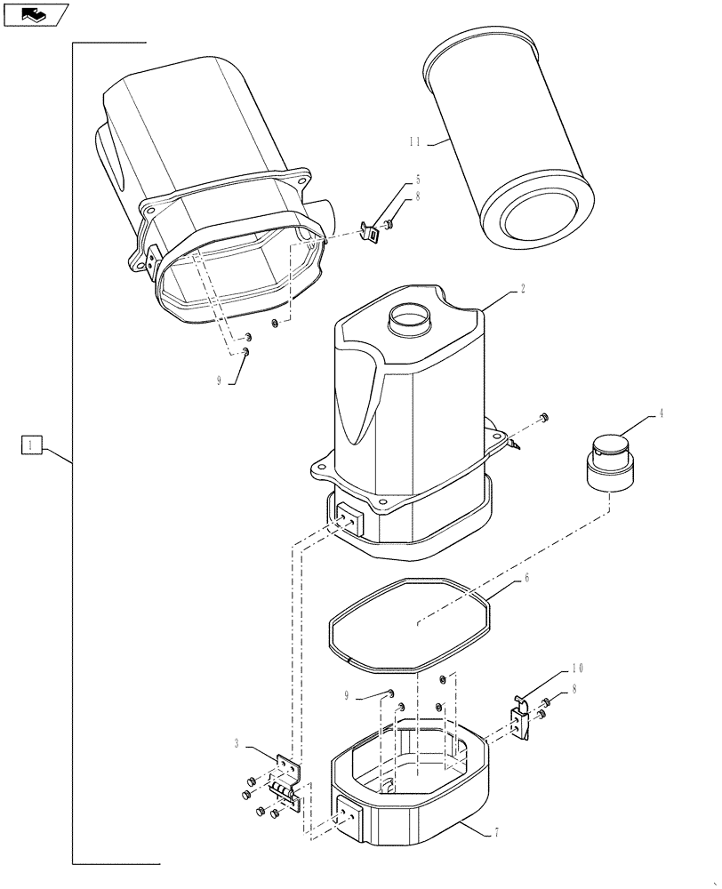 Схема запчастей Case IH FLX4010 - (01-013) - CAB AIR CLEANER HOUSING AND FILTER (10) - CAB