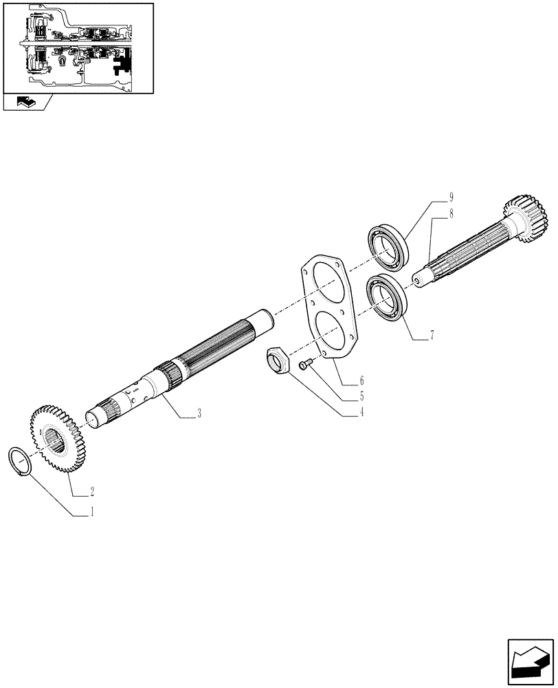 Схема запчастей Case IH FARMALL 80 - (1.28.1/04[02]) - POWER SHUTTLE E SERVO PTO FOR DIFF. LOCK - SYNCHRONIZER AND DRIVEN SHAFT (VAR.330120-331120) (03) - TRANSMISSION