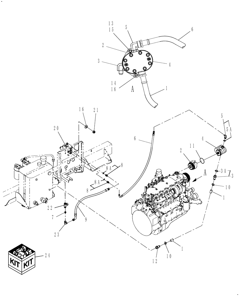 Схема запчастей Case IH 717130026 - (010[02]) - AUXILIARY DRIVE, HYDRAULIC MERGER, ENGINE MOUNTED - TIER 3 