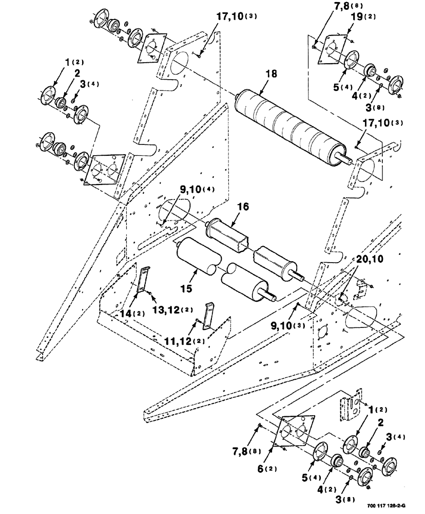 Схема запчастей Case IH 8420 - (06-08) - ROLLER AND SUPPORT ASSEMBLIES (14) - BALE CHAMBER