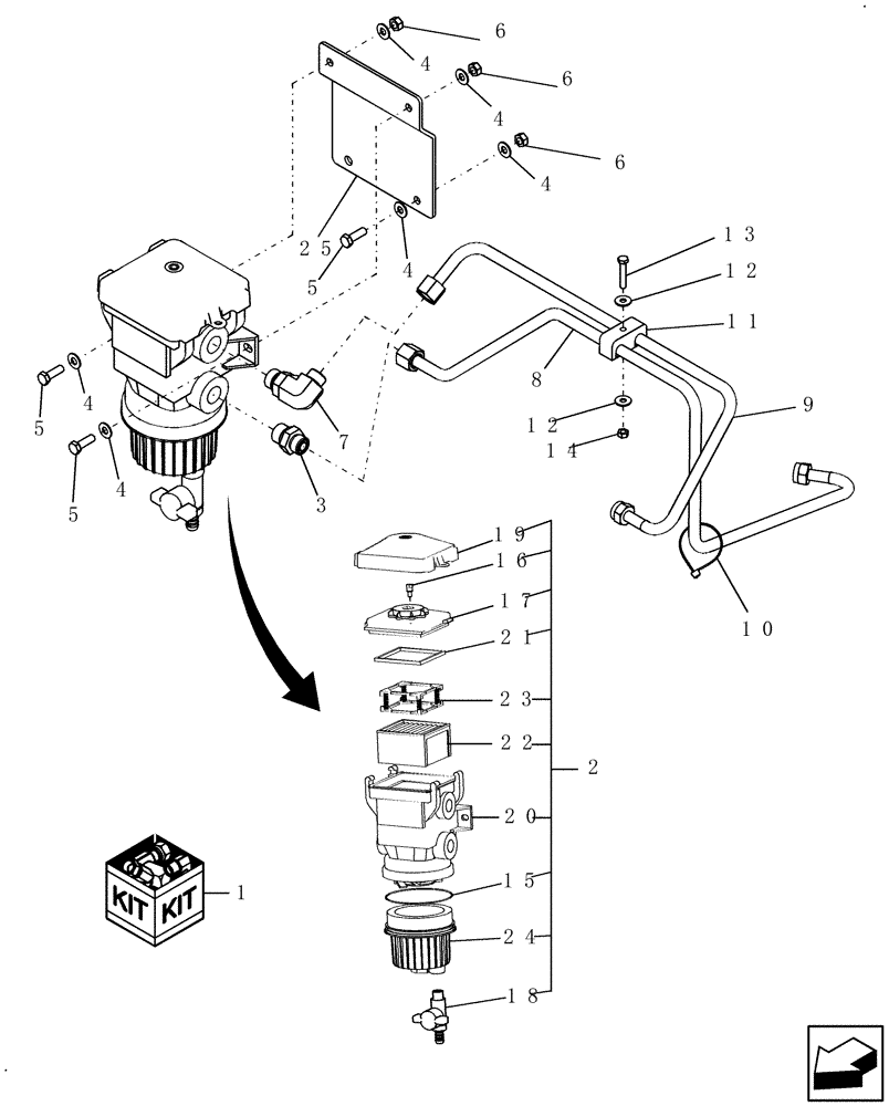 Схема запчастей Case IH 7120 - (10.206.08) - DIA HARVEST KIT, ADDITIONAL FUEL FILTER (10) - ENGINE