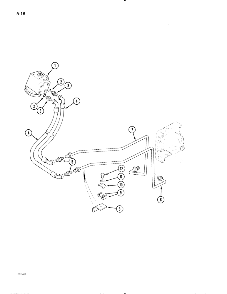 Схема запчастей Case IH 595 - (5-18) - POWER STEERING TUBES, REAR, 2 WHEEL DRIVE TRACTORS W/ CAB, W/O 2 SPEED POWER SHIFT, W/O FWD. OR REV. (05) - STEERING