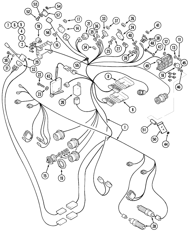 Схема запчастей Case IH 5130 - (4-020) - ELECTRICAL HARNESS, INSTRUMENT PANEL AND CONNECTIONS, JJF1030000- (04) - ELECTRICAL SYSTEMS