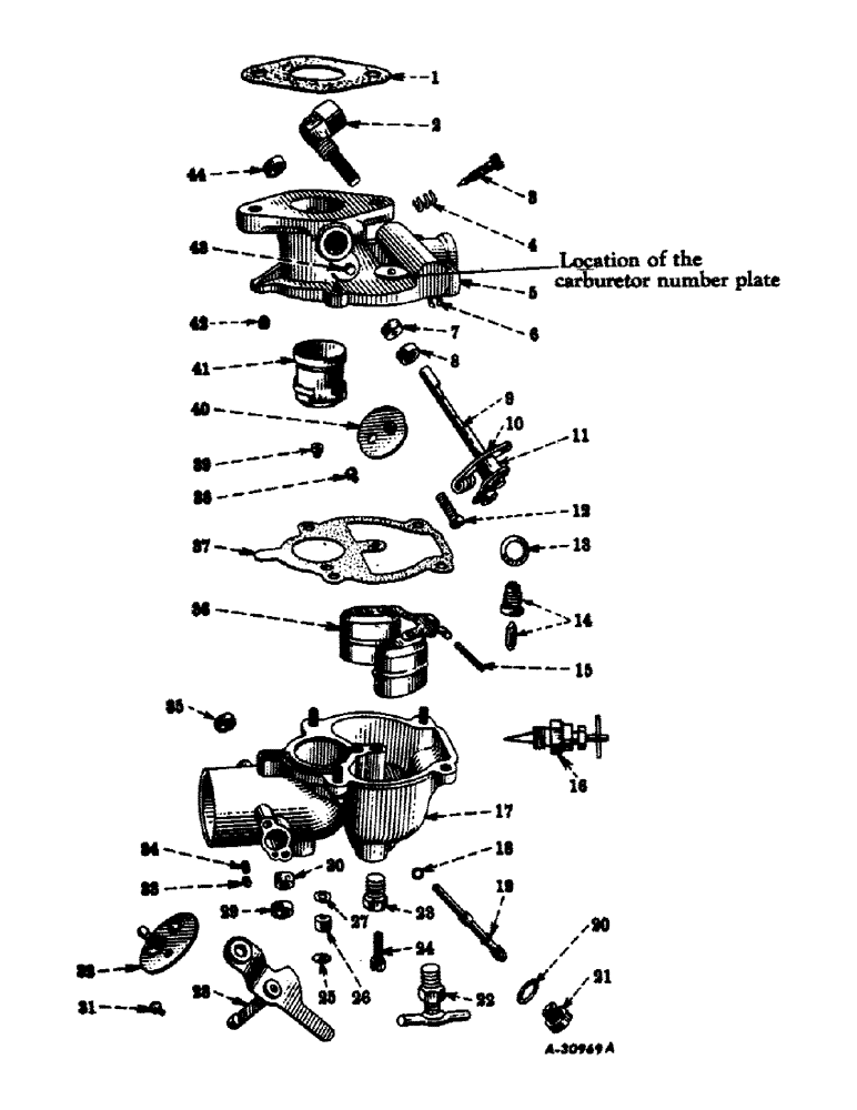 Схема запчастей Case IH SUPER C - (033) - ENGINE, CARBURETOR, ZENITH MODEL, 67 X 7 (01) - ENGINE