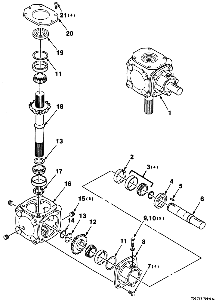 Схема запчастей Case IH 725 - (02-006) - GEARBOX ASSEMBLY, INNER (58) - ATTACHMENTS/HEADERS