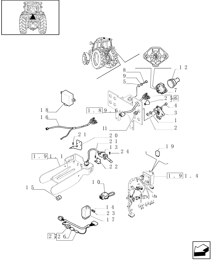 Схема запчастей Case IH JX80U - (1.75.1/01[01]) - (VAR.007) NASO - REAR ELECTRIC PARTS (06) - ELECTRICAL SYSTEMS