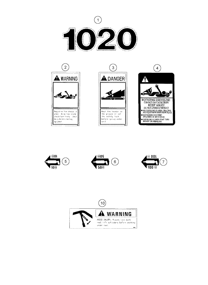 Схема запчастей Case IH 1020 - (09D-19[01]) - DECALS - ENGLISH LANGUAGE (09) - CHASSIS/ATTACHMENTS