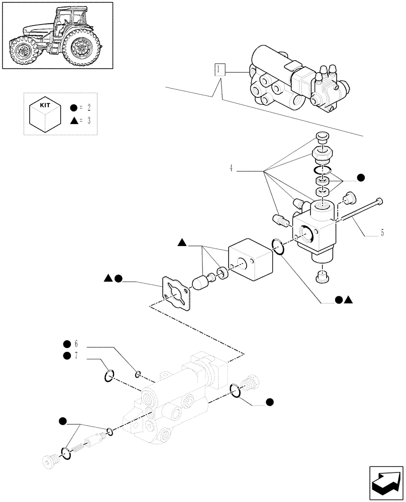 Схема запчастей Case IH MXM120 - (1.82.713/03A) - (VAR.414) TRAILER BRAKE BREAKDOWN VALVE FOR LOAD SENSING CLOSED CENTRE (CCLS) (07) - HYDRAULIC SYSTEM