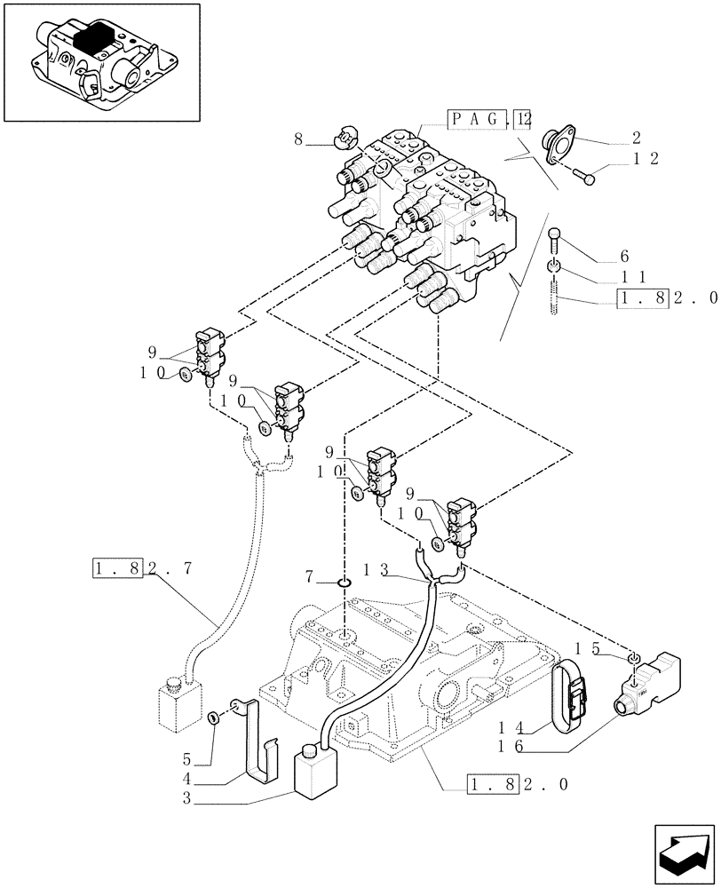 Схема запчастей Case IH MXM140 - (1.82.7/03[01]) - (VAR.425) 4-CONTROL VALVE UNIT (07) - HYDRAULIC SYSTEM