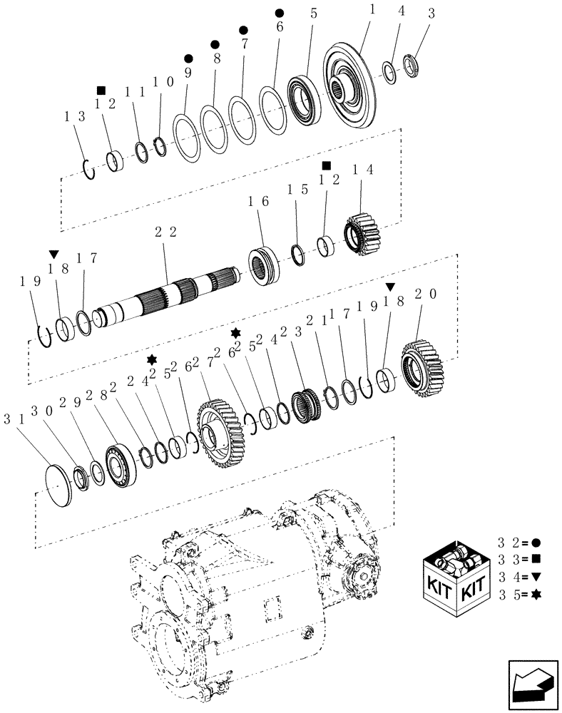 Схема запчастей Case IH 7120 - (66.260.25) - TRANSFER SHAFT & GEARS, ROTOR GEARBOX (66) - THRESHING