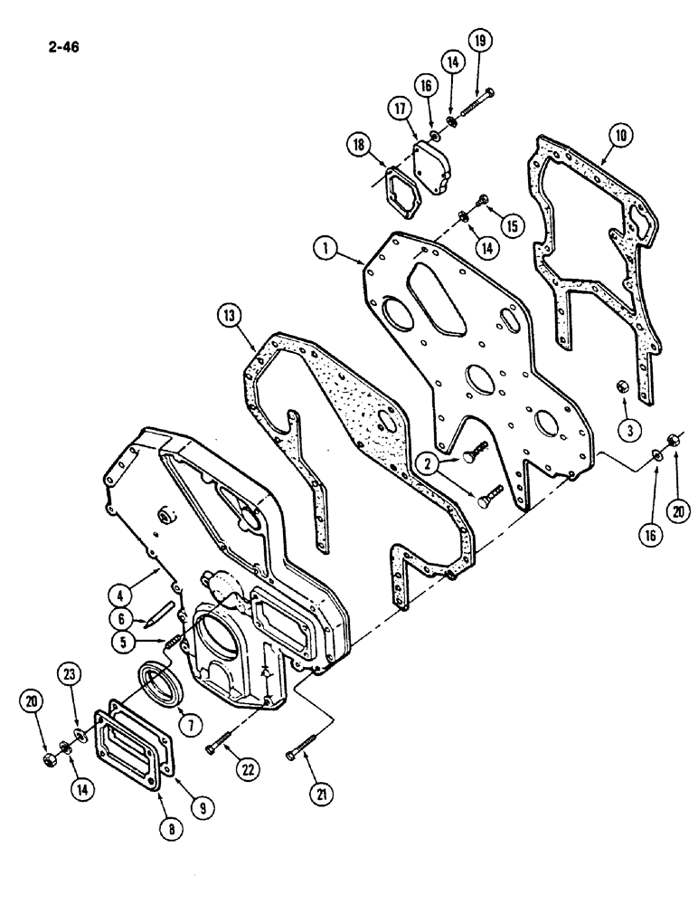 Схема запчастей Case IH 1620 - (2-046) - ENGINE FRONT COVER, D358 DIESEL ENGINE (01) - ENGINE