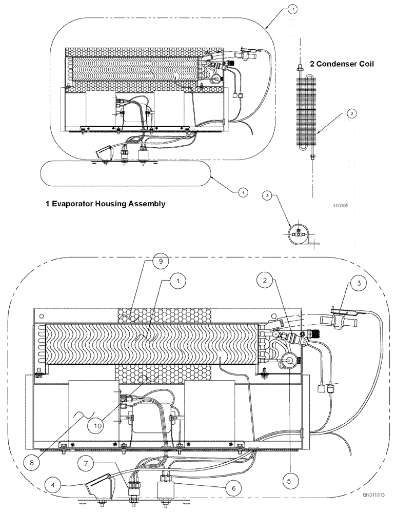 Схема запчастей Case IH SPX3200 - (02-004[01]) - AC PACKAGE Cab Exterior