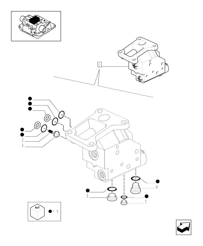 Схема запчастей Case IH MXM190 - (1.82.7/14B) - (VAR.252-718) CENTRAL HOUSING BREAKDOWN (REMOTE VALVE) (07) - HYDRAULIC SYSTEM