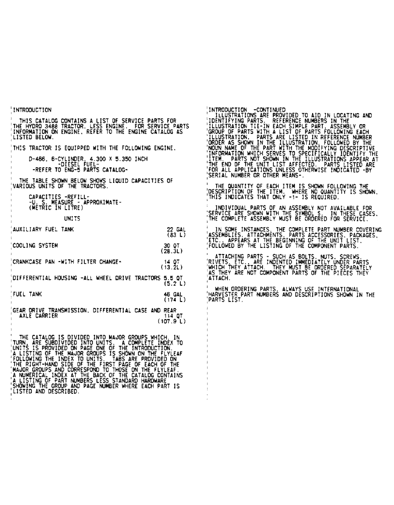Схема запчастей Case IH 3488 - (00-05) - INTRODUCTION - FLUID CAPACITIES (00) - GENERAL