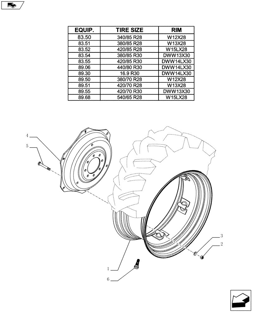 Схема запчастей Case IH FARMALL 65C - (44.520.01[03]) - REAR WHEELS (44) - WHEELS