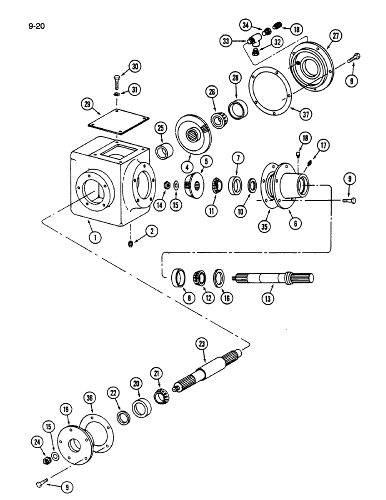 Схема запчастей Case IH 1620 - (9-020) - FEEDER AND CLEANING FAN GEAR CASE (13) - FEEDER