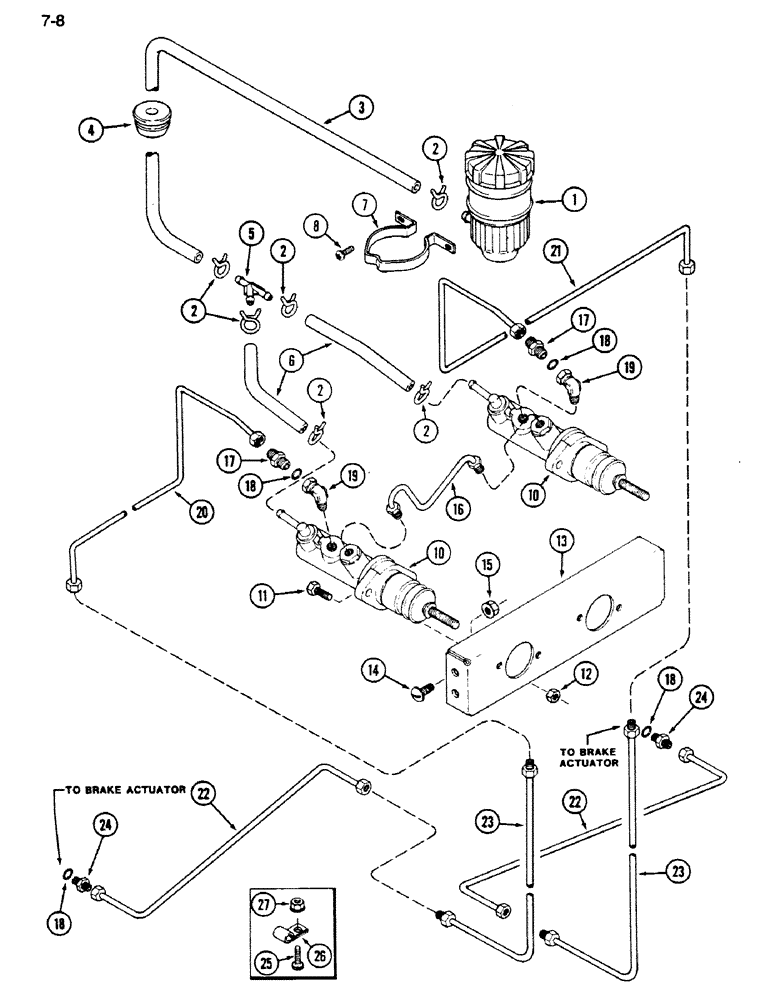 Схема запчастей Case IH 1620 - (7-008) - MASTER BRAKE CYLINDERS AND RESERVOIR SYSTEM (5.1) - BRAKES