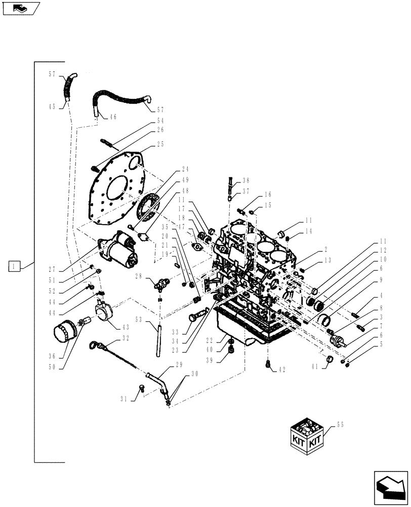 Схема запчастей Case IH FARMALL 55A - (10.001.02[02]) - CYLINDER BLOCK (10) - ENGINE